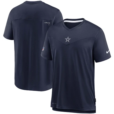 T-shirt à encolure en V Performance Nike Dallas Cowboys Sideline Coaches pour homme - Bleu marine