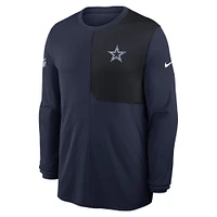T-shirt Nike bleu marine à manches longues pour homme, coupe-vent et anti-UV, Dallas Cowboys