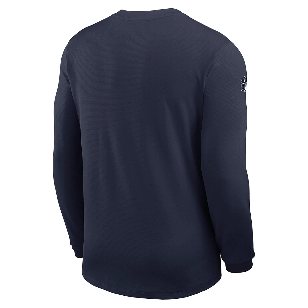 T-shirt Nike bleu marine à manches longues pour homme, coupe-vent et anti-UV, Dallas Cowboys