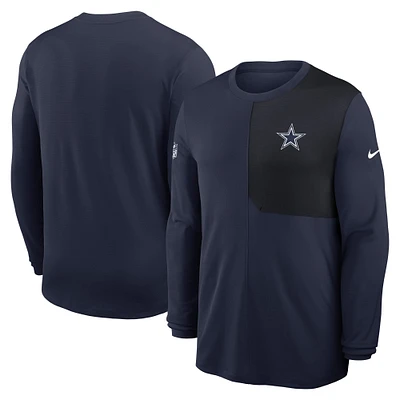 T-shirt Nike bleu marine à manches longues pour homme, coupe-vent et anti-UV, Dallas Cowboys