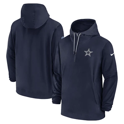 Sweat à capuche demi-zip Nike Dallas Cowboys Sideline pour homme - Bleu marine