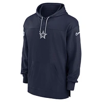 Sweat à capuche Nike pour hommes, bleu marine, Dallas Cowboys Sideline, en jersey