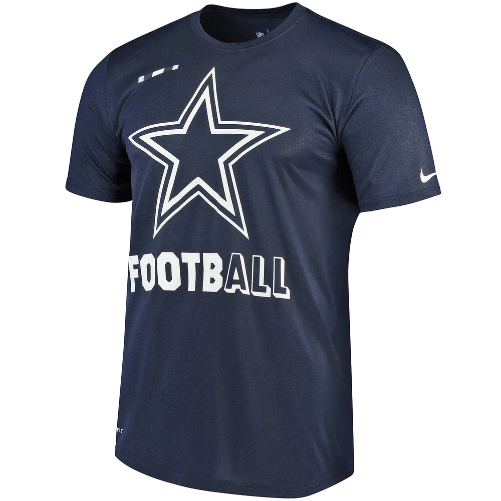 T-shirt Nike Dallas Cowboys Sideline Legend Football Performance pour homme - Bleu marine