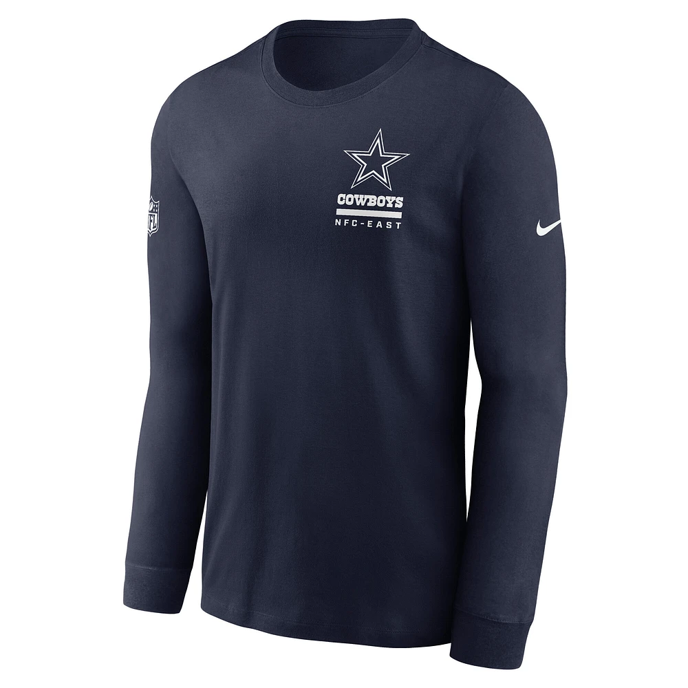 Men's Nike Navy Dallas Cowboys Sideline Performance Long Sleeve T-Shirt