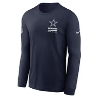 Men's Nike Navy Dallas Cowboys Sideline Performance Long Sleeve T-Shirt