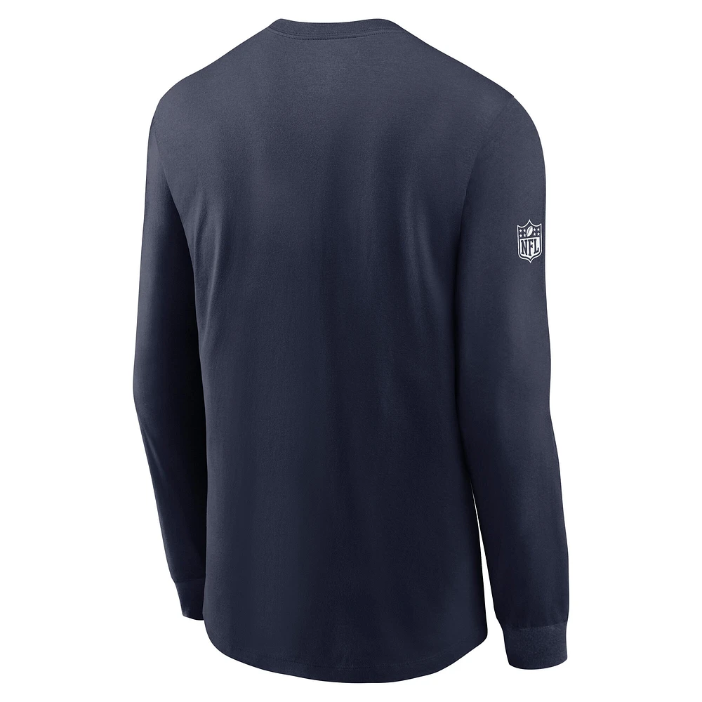 Men's Nike Navy Dallas Cowboys Sideline Performance Long Sleeve T-Shirt