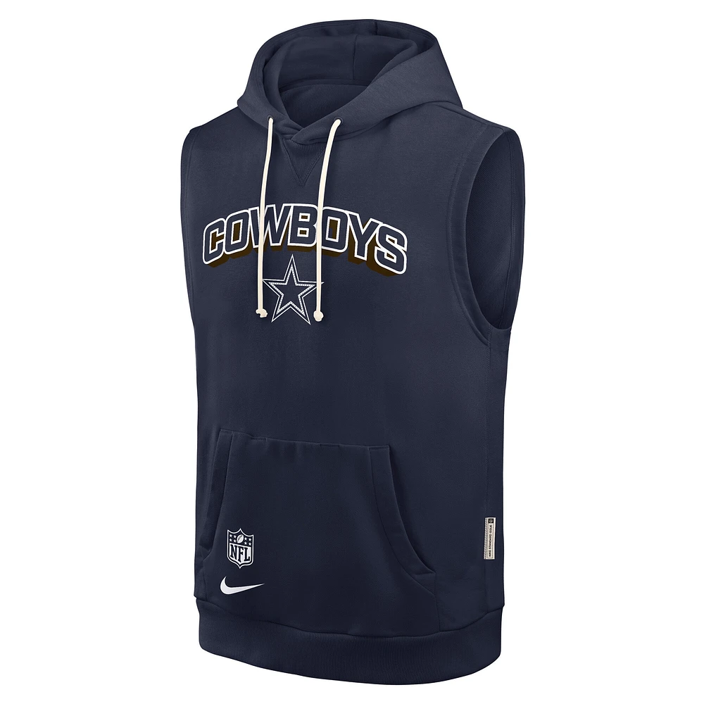 Men's Nike Navy Dallas Cowboys Sideline Performance Sleeveless Pullover Hoodie