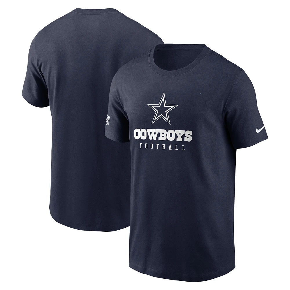 T-shirt pour homme Nike Dallas Cowboys Sideline Performance - Bleu marine