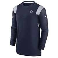 T-shirt à manches longues Nike Dallas Cowboys Sideline Tonal Logo Performance Player pour homme - Bleu marine