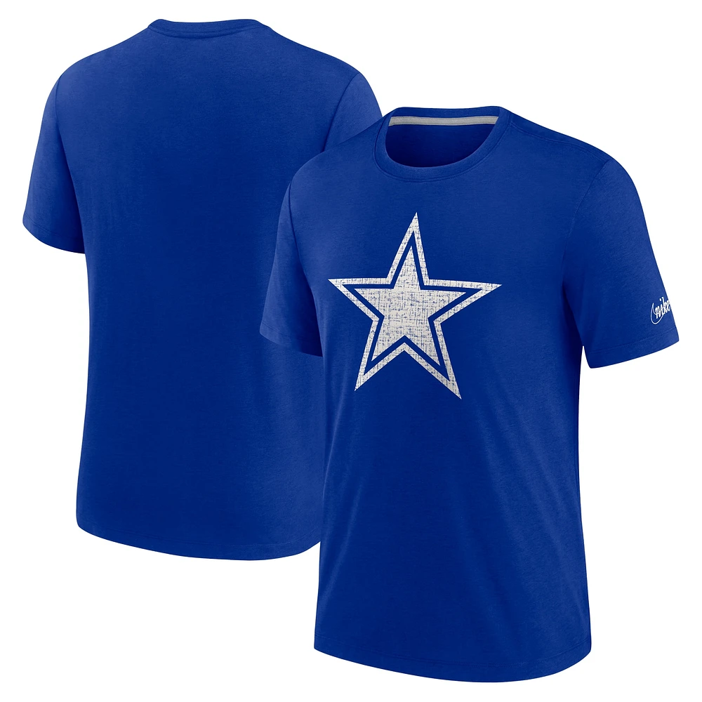 T-shirt triple mélange Nike Royal Dallas Cowboys Playback Logo pour homme