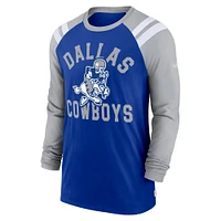 Men's Nike Royal Dallas Cowboys Rewind Classic Arc Raglan Long Sleeve T-Shirt