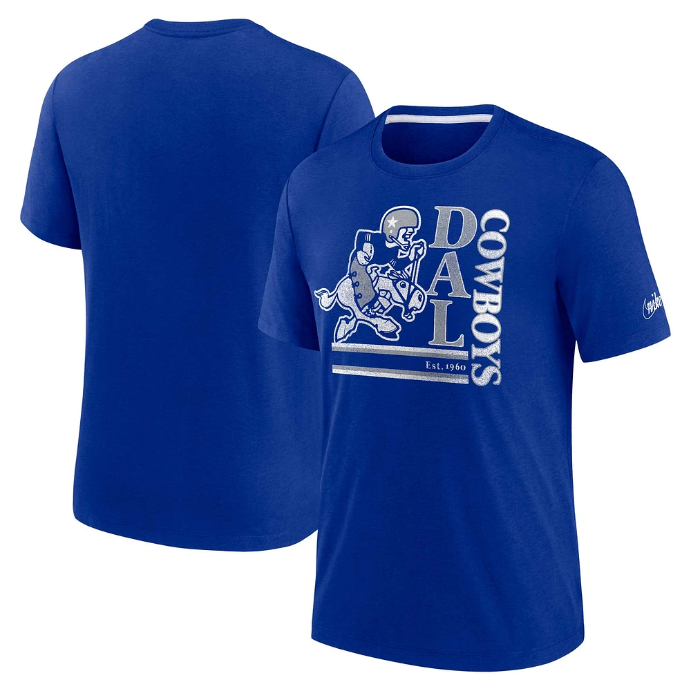 T-shirt à trois mélanges Nike Royal Dallas Cowboys Wordmark Logo pour homme