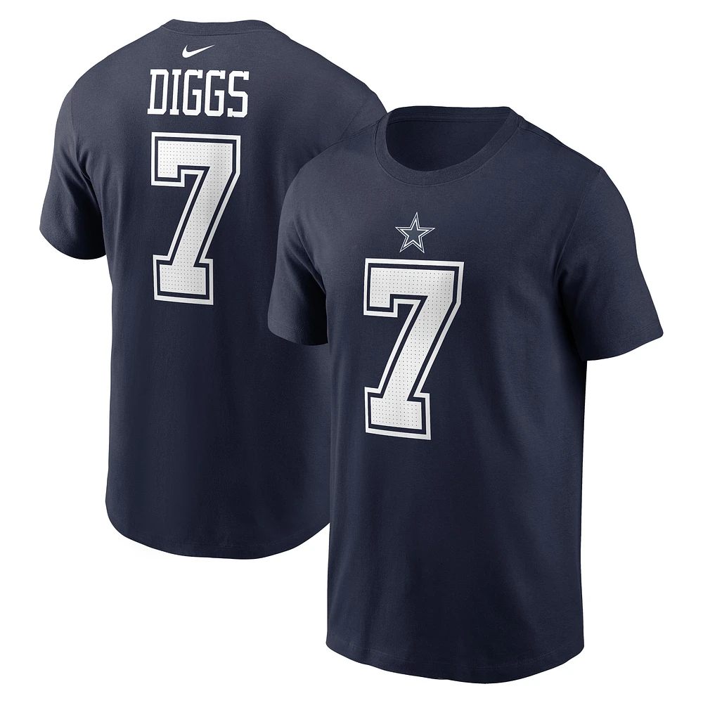 T-shirt avec nom et numéro du joueur Dallas Cowboys Nike Trevon Diggs pour homme, bleu marine