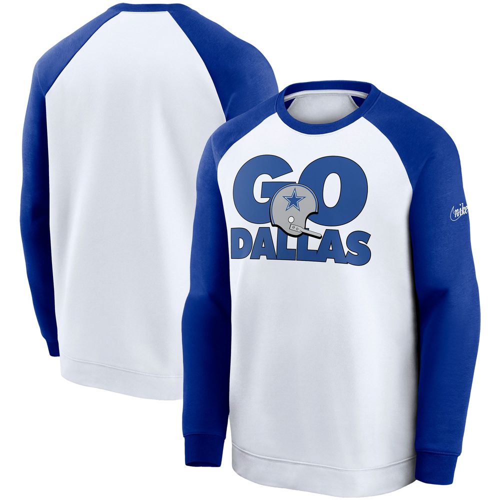 Nike White/Royal Dallas Cowboys Fan Gear Throwback Go Helmet Sweatshirt