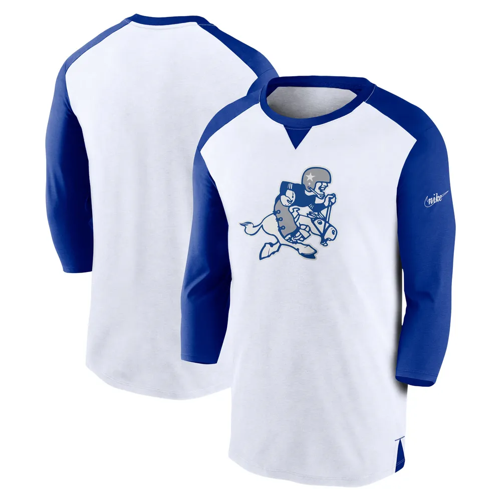 Lids Dallas Cowboys Nike Rewind 3/4-Sleeve T-Shirt - White/Royal