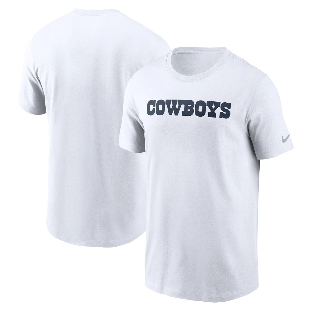 Men's Nike White Dallas Cowboys Primetime Wordmark Essential T-Shirt