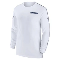 Men's Nike White Dallas Cowboys Sideline Coach UV Performance Long Sleeve T-Shirt