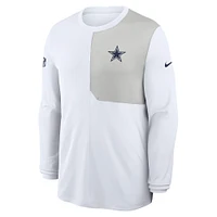 Men's Nike White Dallas Cowboys Sideline Coaches UV Performance Long Sleeve T-Shirt