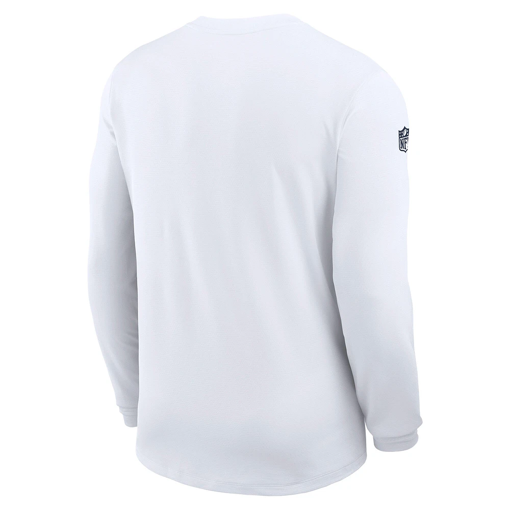 Men's Nike White Dallas Cowboys Sideline Coaches UV Performance Long Sleeve T-Shirt