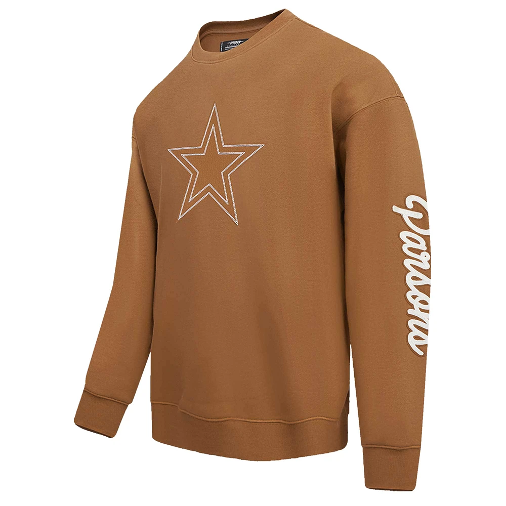 Men's Pro Standard Micah Parsons Brown Dallas Cowboys Pullover Crewneck Sweatshirt