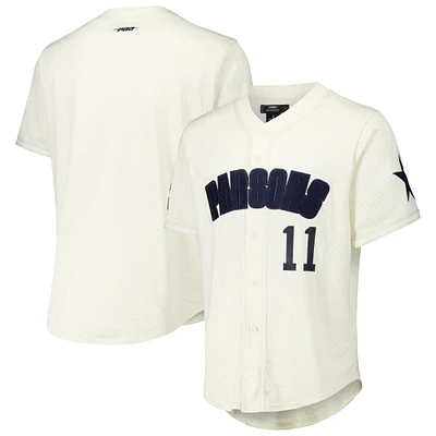 Men's Pro Standard Micah Parsons Cream Dallas Cowboys Name & Number Triple Tonal Button-Up Baseball Jersey