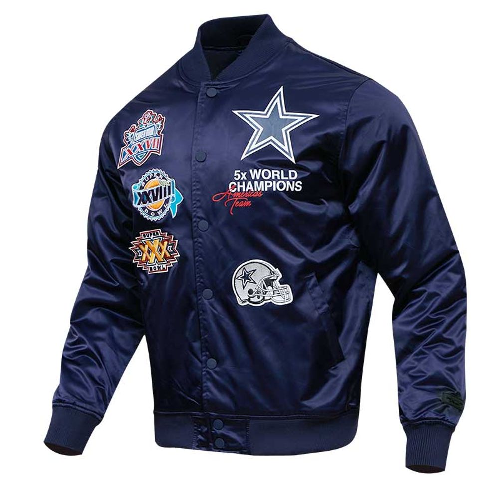 Pro Standard Men's Pro Standard Navy Dallas Cowboys Championship Satin  Full-Snap Varsity Jacket