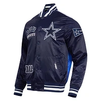 Men's Pro Standard Navy Dallas Cowboys Sublimated Satin Full-Snap Jacket