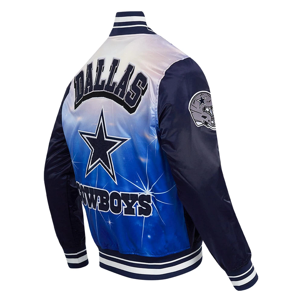 Men's Pro Standard Navy Dallas Cowboys Sublimated Satin Full-Snap Jacket