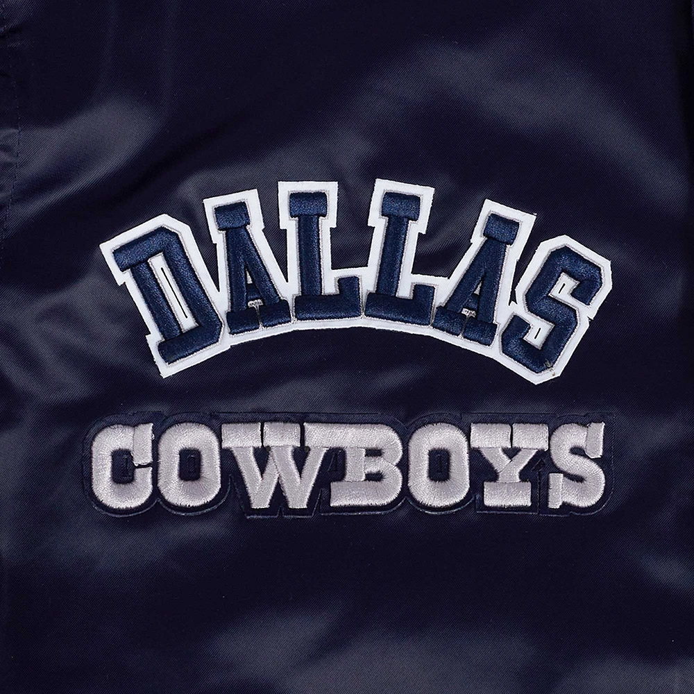 Veste à boutons-pression en satin sublimé Pro Standard bleu marine Dallas Cowboys pour homme