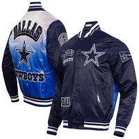 Veste à boutons-pression en satin sublimé Pro Standard bleu marine Dallas Cowboys pour homme