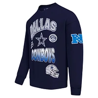 Men's Pro Standard Navy Dallas Cowboys Turn It Up Drop Shoulder Pullover Sweatshirt