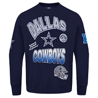 Men's Pro Standard Navy Dallas Cowboys Turn It Up Drop Shoulder Pullover Sweatshirt