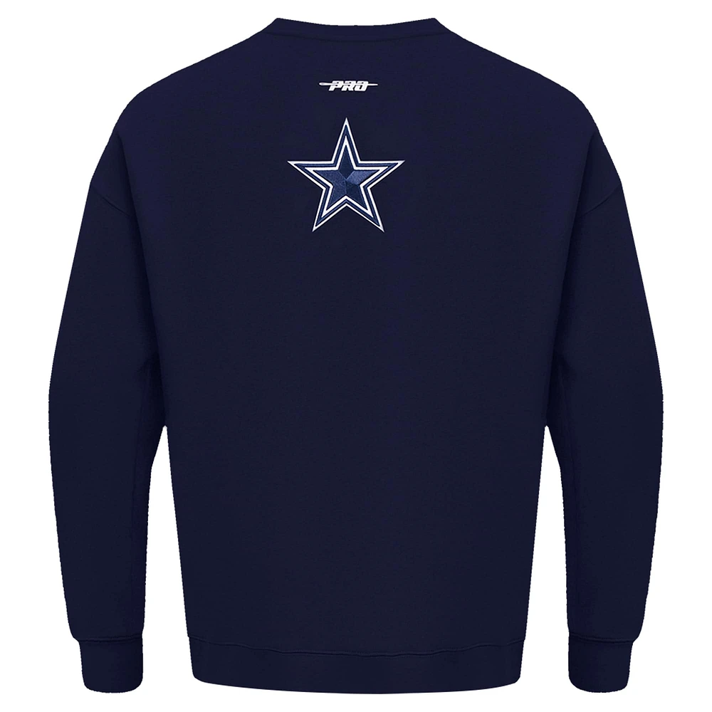 Men's Pro Standard Navy Dallas Cowboys Turn It Up Drop Shoulder Pullover Sweatshirt