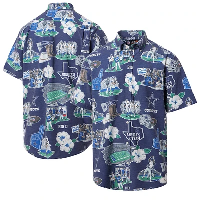 Chemise boutonnée panoramique bleu marine Dallas Cowboys de Reyn Spooner pour homme