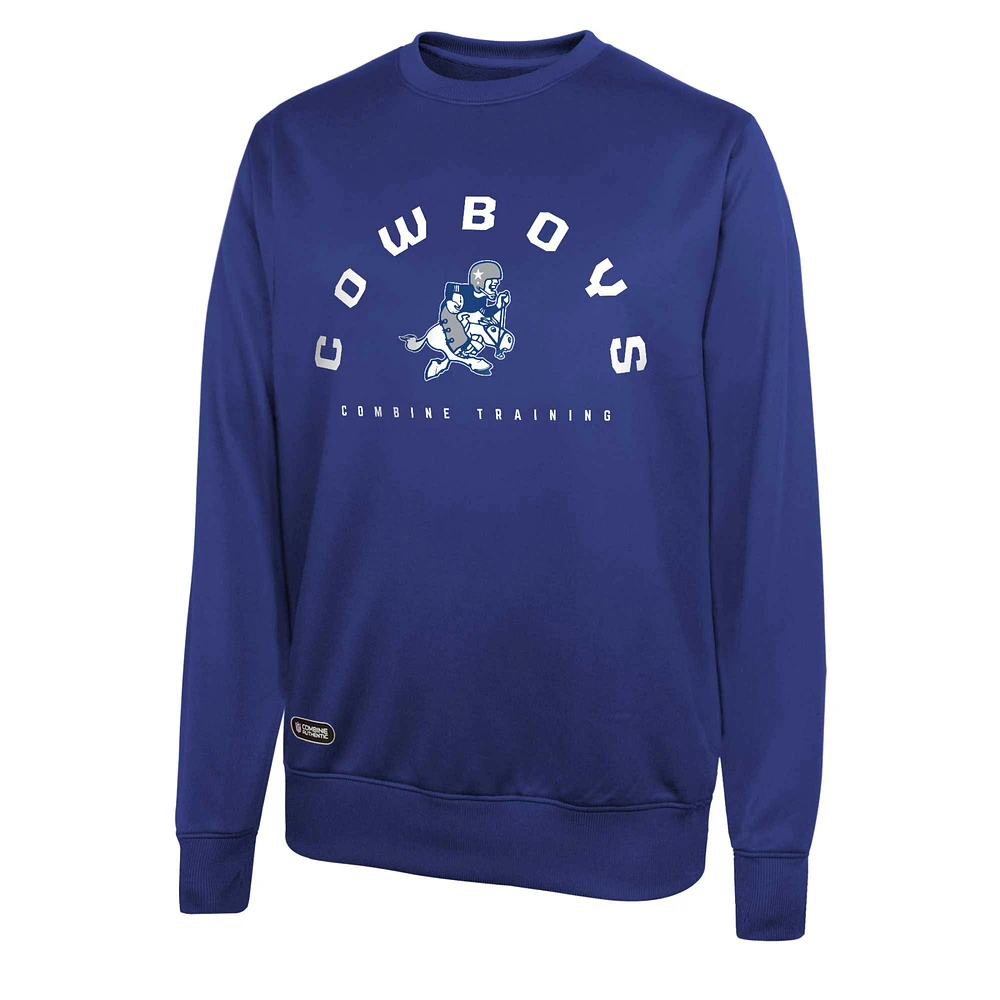 Men's Royal Dallas Cowboys Combine Authentic Line Blocker Pullover Sweatshirt