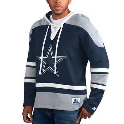 Men's Starter Navy/Silver Dallas Cowboys Logo Extreme Full-Zip Hoodie