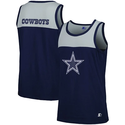 Men's Starter Navy/Silver Dallas Cowboys Logo Touchdown Fashion Tank Top