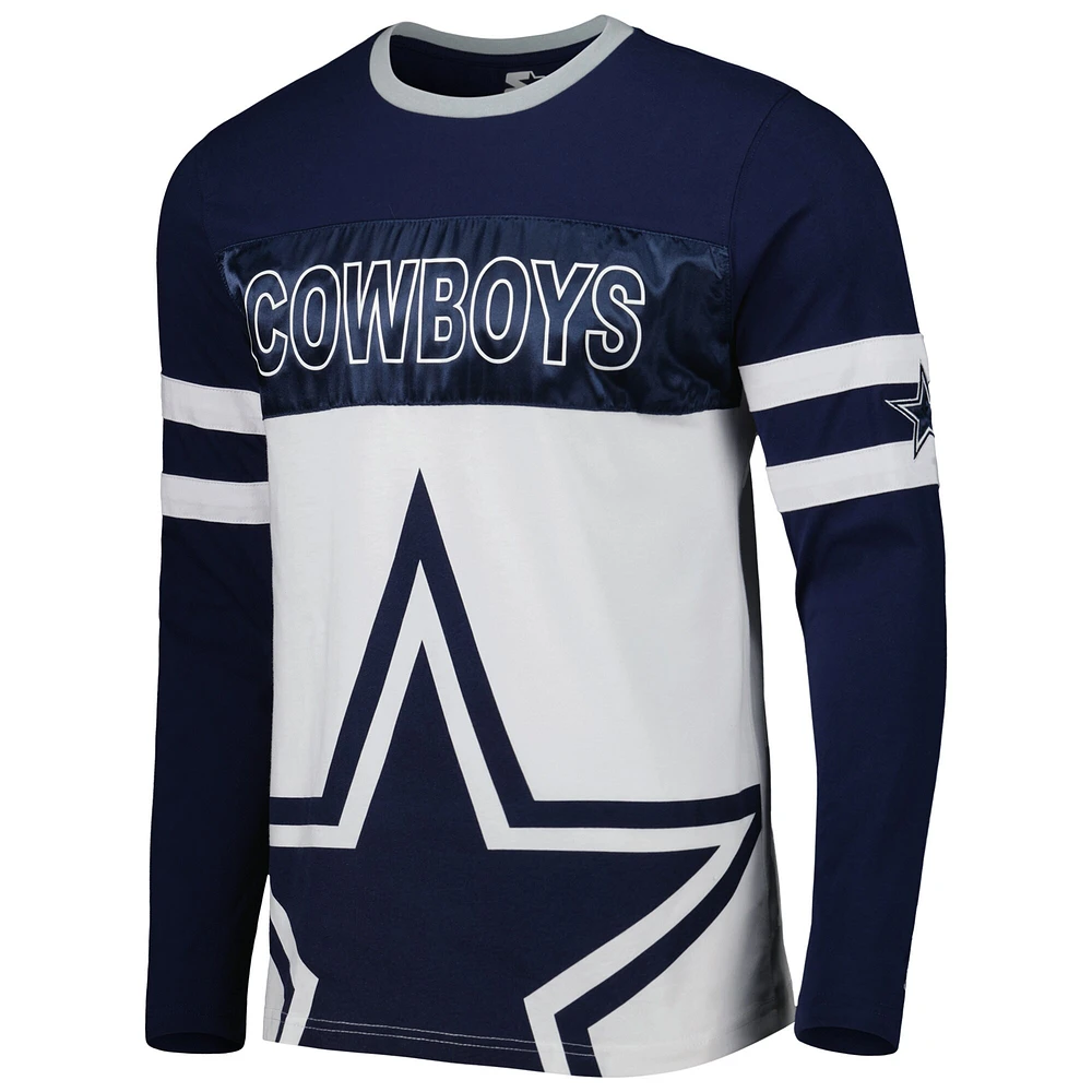 Men's Starter Navy/White Dallas Cowboys Halftime Long Sleeve T-Shirt