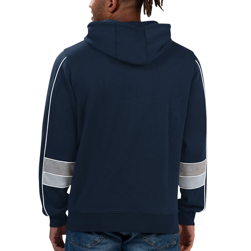 Men's Starter Navy Dallas Cowboys Captain Pullover Hoodie