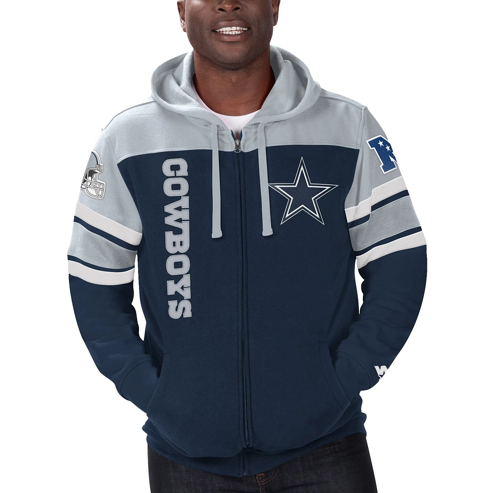 Sweat à capuche entièrement zippé Starter Navy Dallas Cowboys Extreme pour hommes