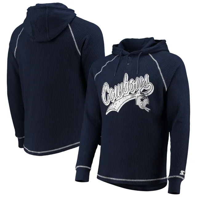 Men's Starter Navy/White Dallas Cowboys Playoffs Color Block Full-Zip Hoodie, Size: XL, Blue