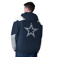 Men's Starter Navy Dallas Cowboys Half-Zip Pullover Hoodie Jacket