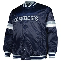 Veste universitaire à bouton-pression en satin pour hommes Starter Navy Dallas Cowboys Home Game