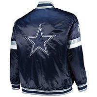 Veste universitaire à bouton-pression en satin pour hommes Starter Navy Dallas Cowboys Home Game