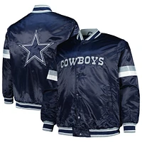 Veste universitaire à bouton-pression en satin pour hommes Starter Navy Dallas Cowboys Home Game