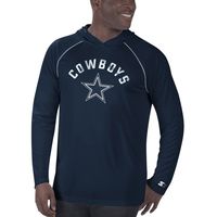 Men's Starter Navy Dallas Cowboys Raglan - Long Sleeve Hoodie T-Shirt