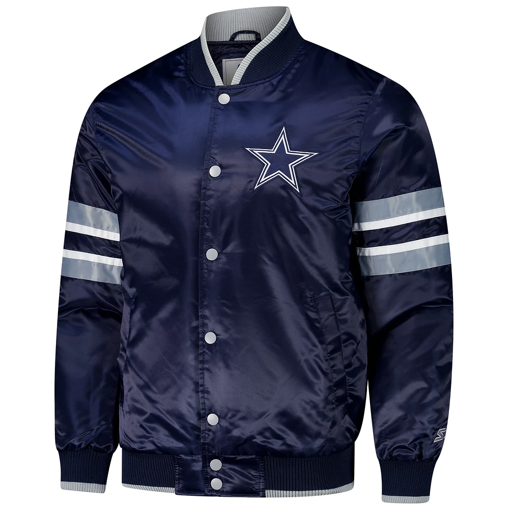 Men's Starter Navy Dallas Cowboys Scout I Full-Snap Varsity Jacket