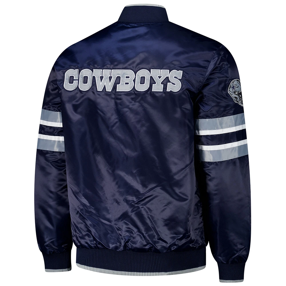 Men's Starter Navy Dallas Cowboys Scout I Full-Snap Varsity Jacket