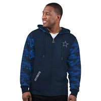 Sweat à capuche zippé pour homme Dallas Cowboys Thursday Night Gridiron bleu marine