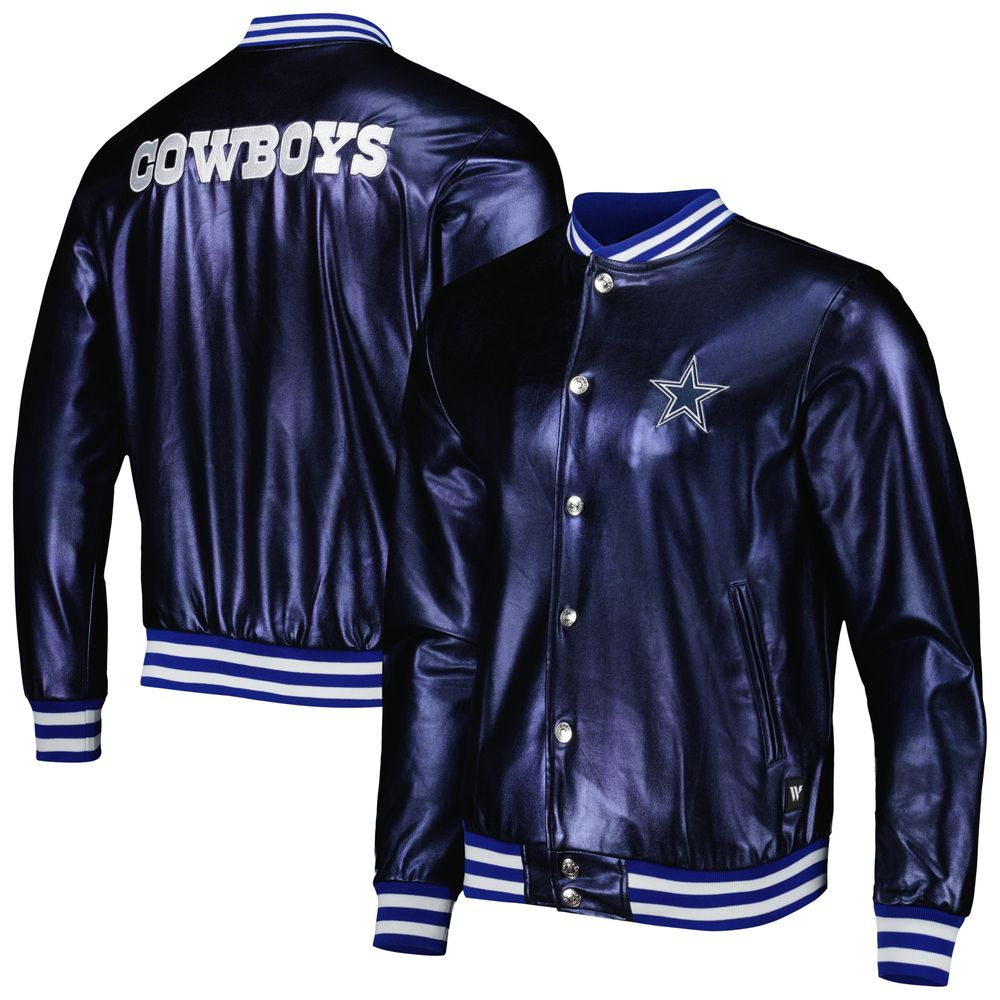 Dallas Cowboys Navy And White Leather Jacket - Maker of Jacket